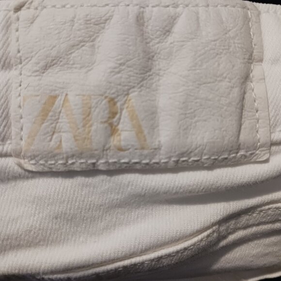 Zara Womens White High-Rise Cropped Flare Raw Hem Jeans Size 4 Denim - Picture 7 of 9
